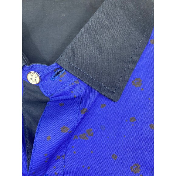 SSLR Mens Dress Shirt Casual Cotton Print Blue Short Sleeve Button Up Shirt Med - Picture 5 of 10